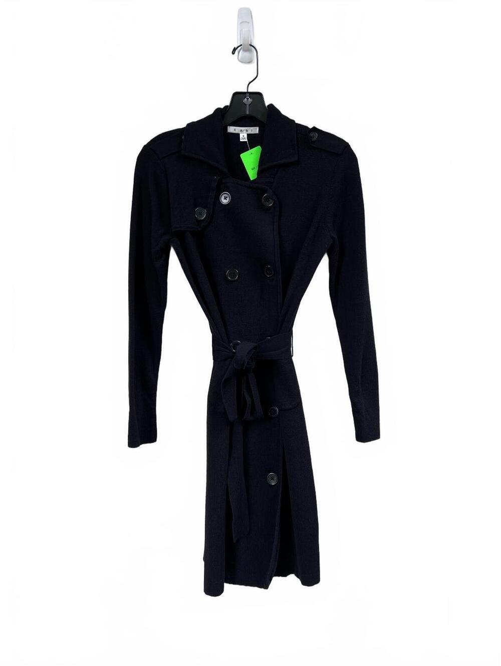y2k CAbi Black Long Sleeve Double-Breasted Knit Coat with Belt Size Small